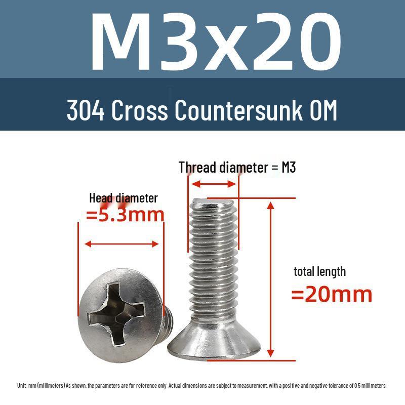 Yigu Stainless Steel Phillips Countersunk Screws M2-M6 Fasteners