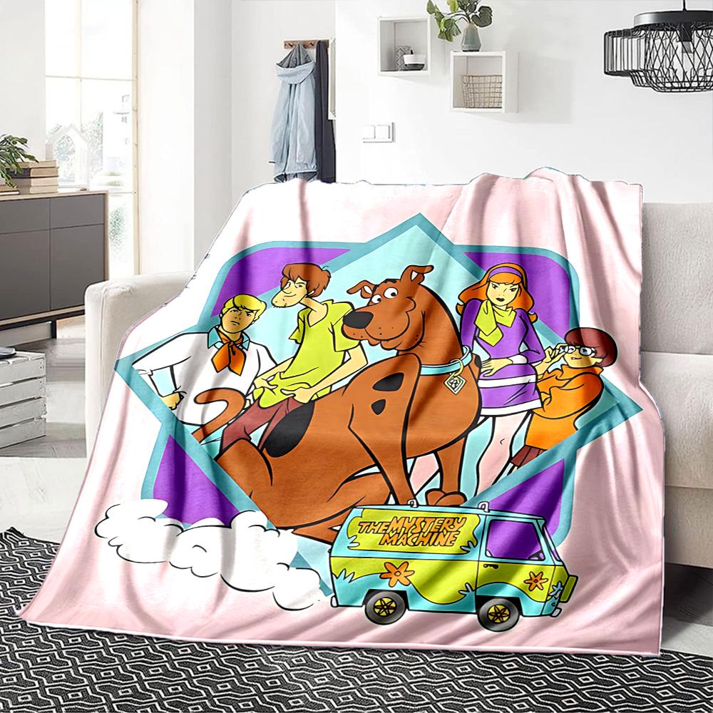 1Pc Scoobydoo Mystery Machine Blanket For Couch Bed Plush Cozy Fuzzy Blanket Super Soft Warm Blankets For Fall And Winter 0918155