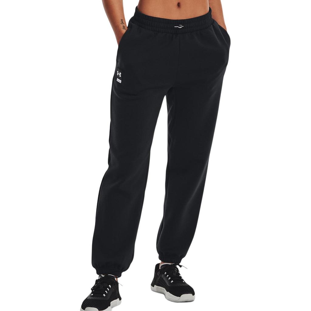 Under Armour Contrast Color Brand Logo Printed Cuffed Sweatpants Women Bottoms Black 1374115-001