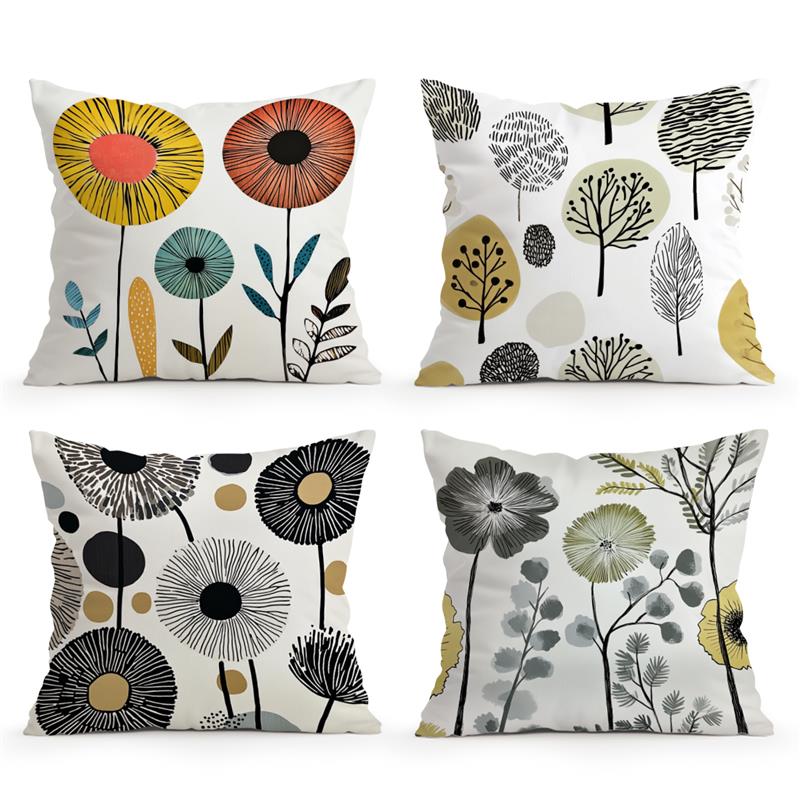 Home Decor Floral And Tree Pattern Decorative Pillow Covers Pattern Cushion Cover Suitable For Sofa Bedroom Car Pillow Cover