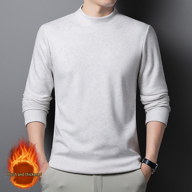 2025 Autumn/Winter Men s High-Quality Plus Velvet Warm Half-High Collar Hoodie, Anti-Pilling Casual Base Layer M