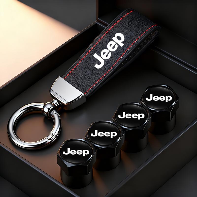 Car Tire Wheel Valve Caps Cover/Car Key Chain Ring Keychain For Jeep Wrangler Grand Cherokee Avenger Compass Wagoneer Gladiator AMR1