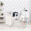 Clothes Airer 1.48 M Drying Length Portable Standing Dryer with Telescopic Rods, Wing Clothes Airer Clothes Dryer for Indoor and Outdoor, Silver+White