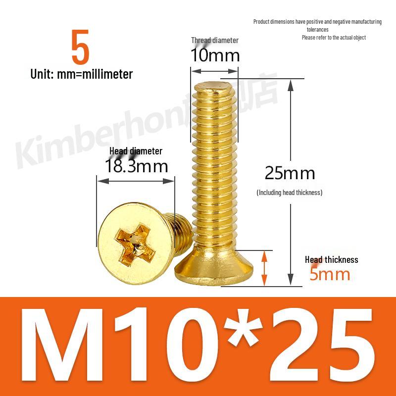 Copper Phillips Countersunk Head Machine Screws, Sizes M2–M4, Lengths 6/8/10/12mm