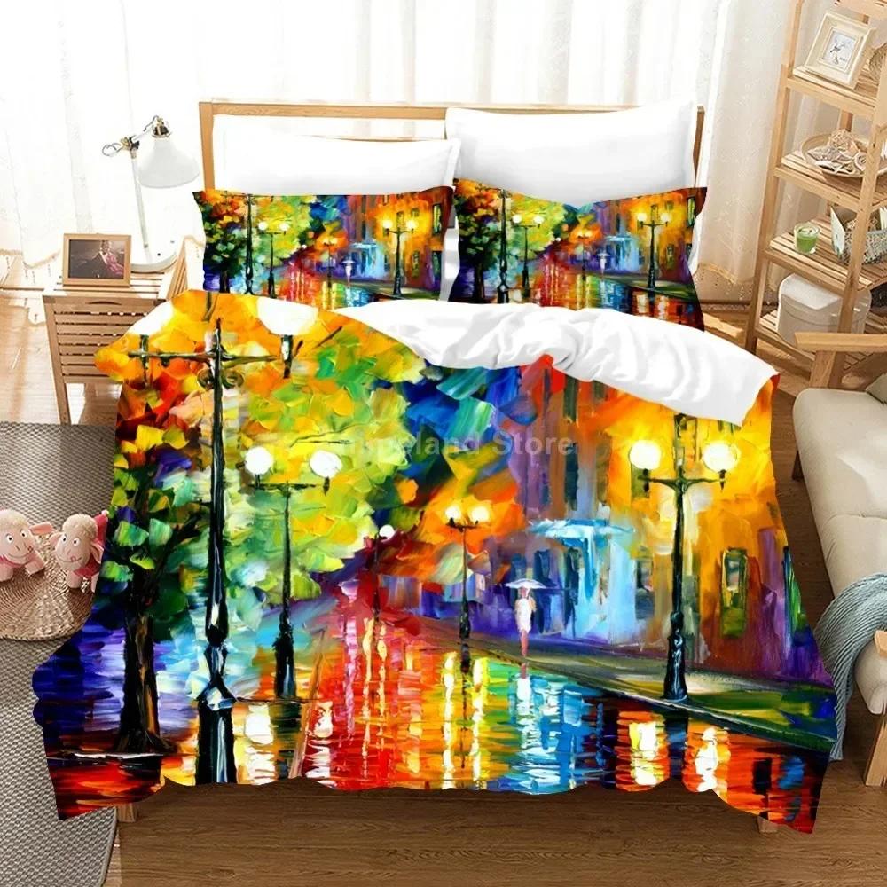 3D Print Oil Painting Van Gogh Star Sky Comfortable Duvet Quilt Cover Pillowcase Bedding Set Bedroom Decoration Home Textile