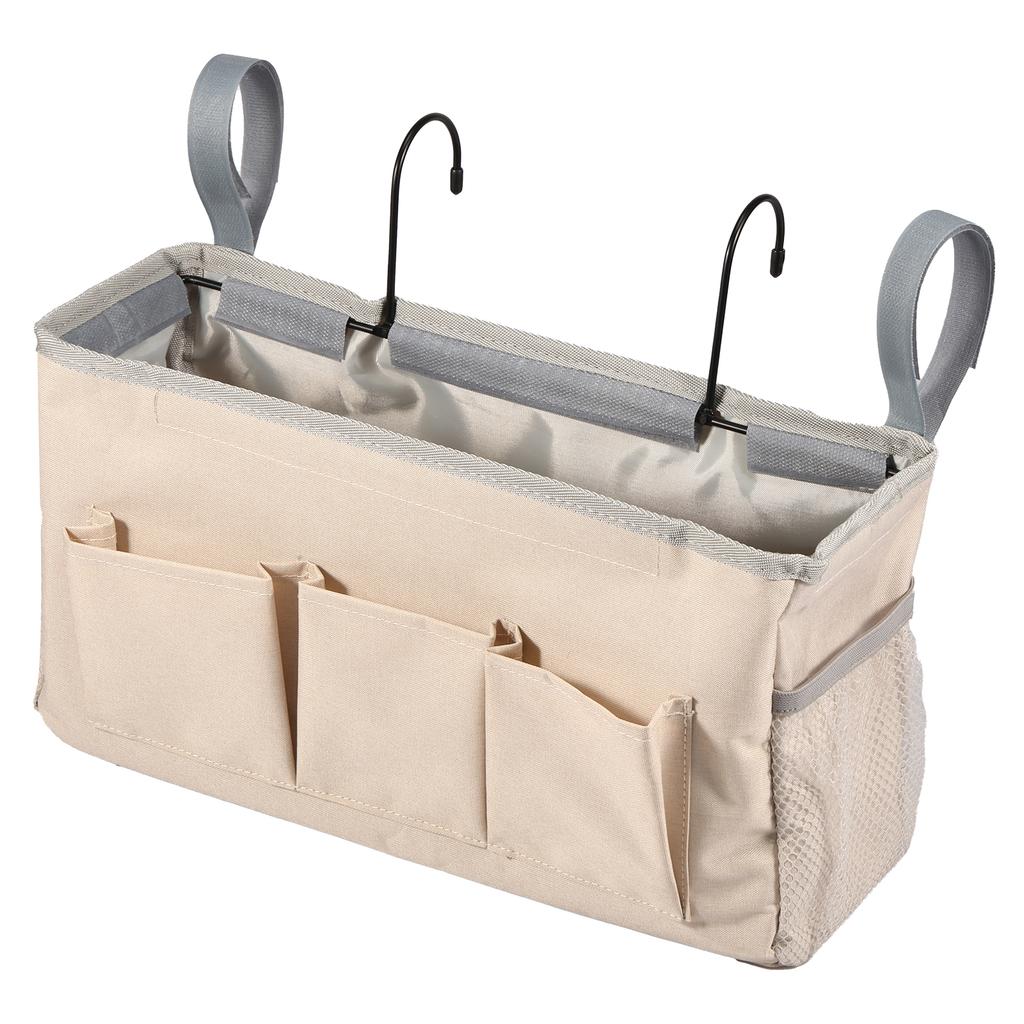 Bedside Caddy Storage Bag Oxford Cloth Multi Pockets Hanging Bag Large Capacity Hanging Storage Organizer with Metal Hook