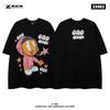 High Street Originální Retro Pánské Tričko s Krátkým Rukávem Americké Trendy Značky Hip-hopová Tmavá Osobnostní Potisk Volné Bavlněné