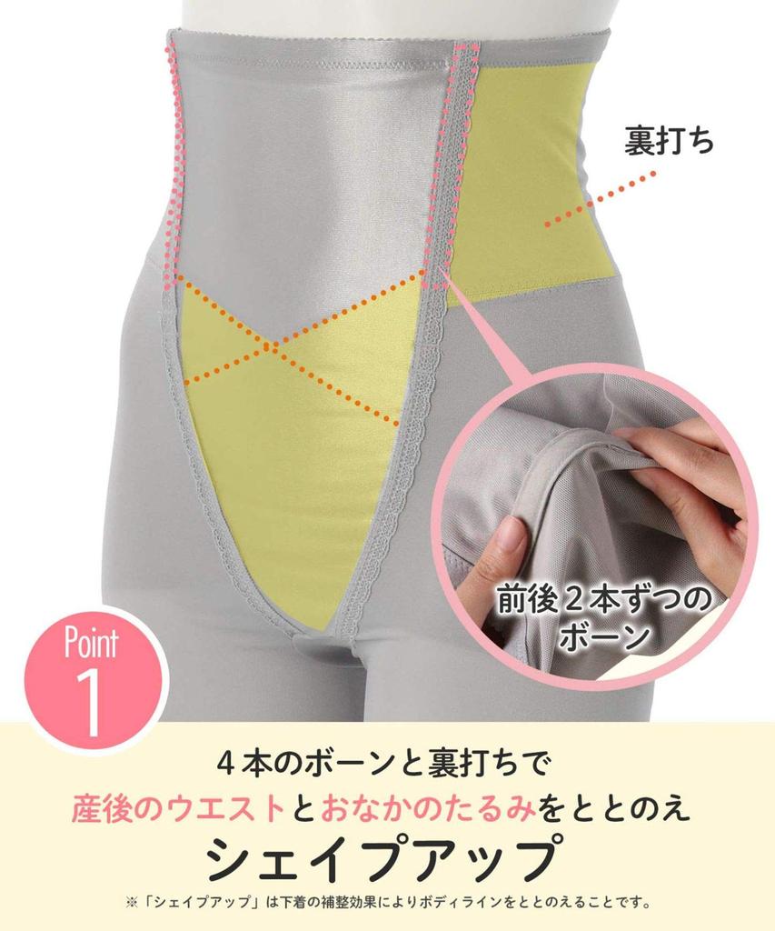 Postpartale Hüftgürtel-Beckenstütze, lang, hohe Taille, MHR255 M [Wing Maternity/Wacoal] [Bauch-/Taillen-/Hüftform] (Wacoal) Damen GY/Grau