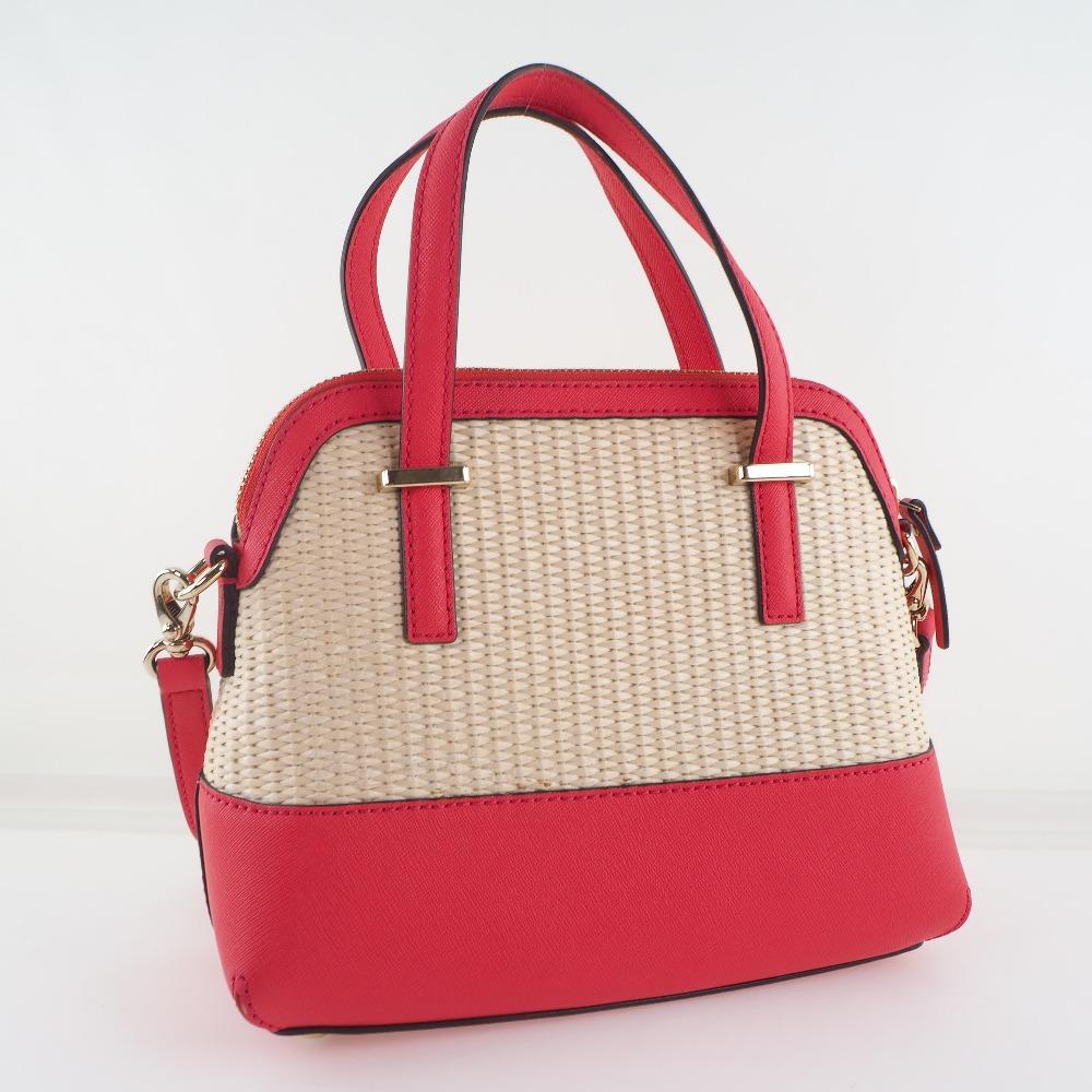 Kate Spade CEDAR STREET STRAW SMALL MAISE Shoulder Bag 2wayShoulder Red/beige leather Women Used
