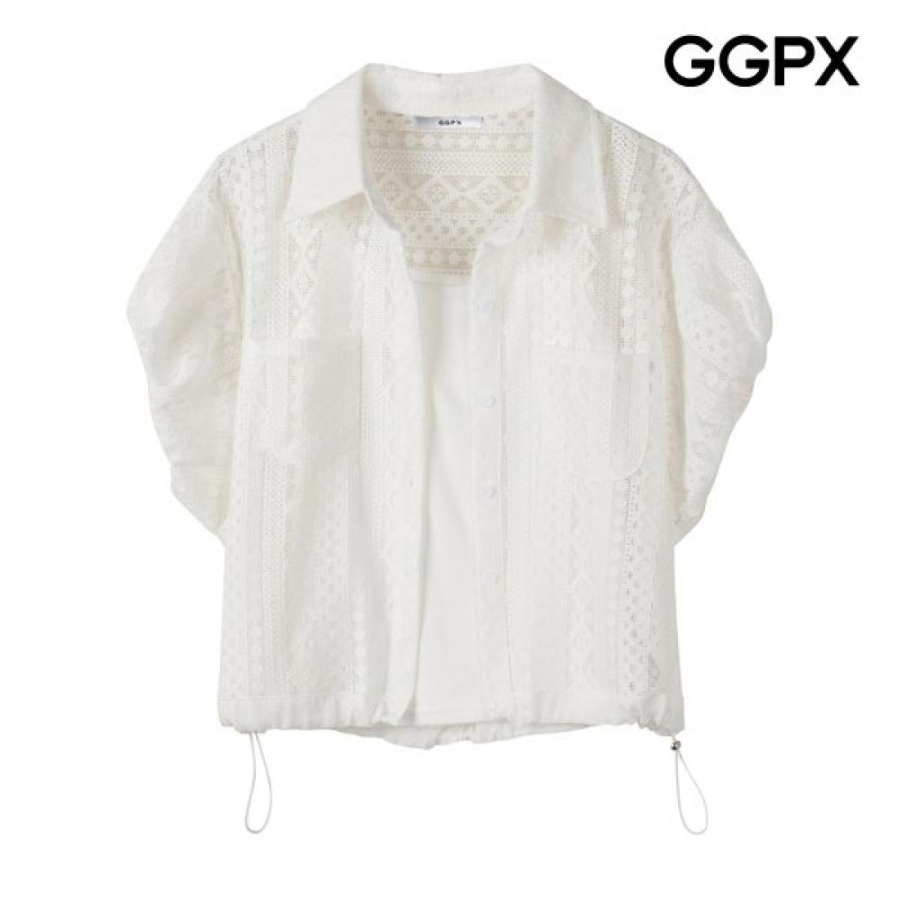 Ggpx New York Sleeveless Lace Volume Blouse Gq5sh020f white/F