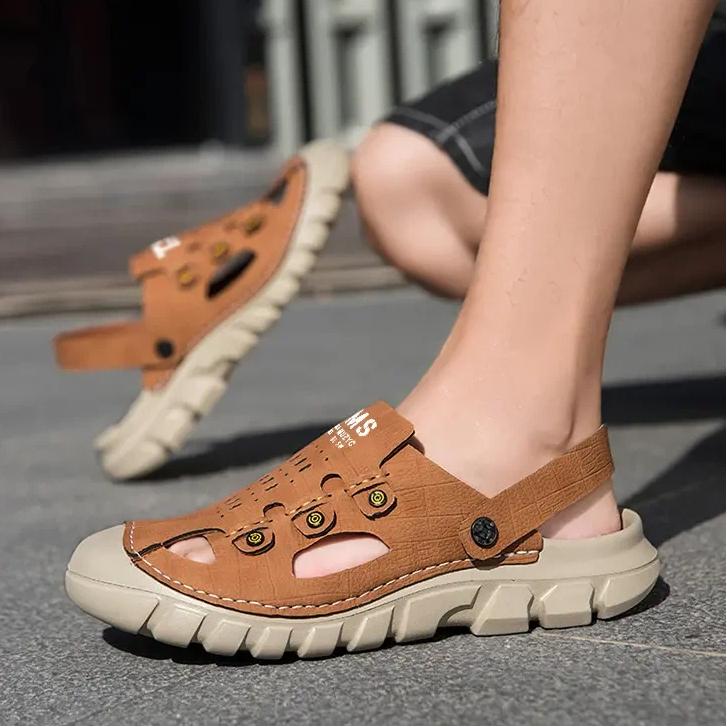 Men's Summer Sandals Flip-Flops Leather Sandals Large Size Handmade Casual Sandals - 39-46