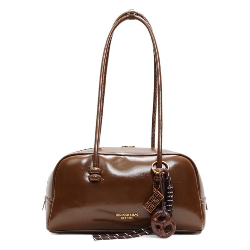 Niche Design Medieval Underarm Bag Shoulder Bag Women's High-end Soft Leather Handbag Large-capacity Bowling Bag Women