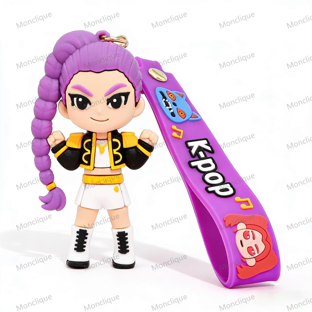 KPOP Demon Hunters Keychain Pendant Little Tiger Character PVC Figure Anime Theme Keyring For Kids Fans Gift Backpack Phone Bag