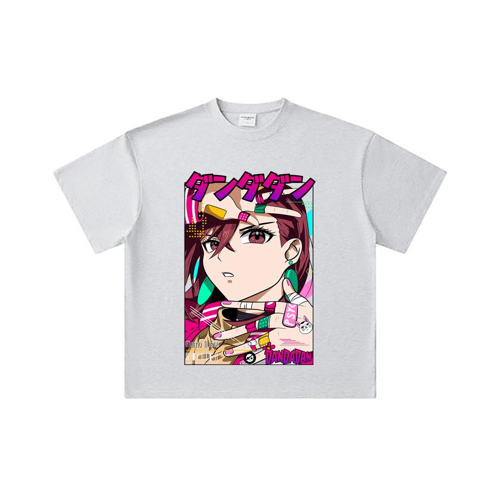 260 GSM Double Yarn 32 Count 100% Cotton Dandadan V21 Momo Print Unisex Heavy Cotton T Shirt
