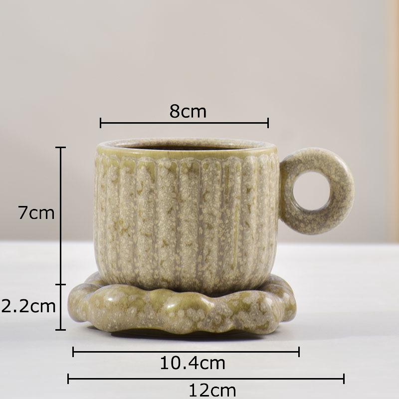 Vintage Kiln Glazed Porcelain Cup&saucer 250ml Coffee Mug Home Dining Table Milk Mugs Afternoon Tea Teacup Fruits Juice Cup
