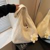 Floral Crochet Shoulder Bag Bohemian Knitted Hollow Out Tote Crochet Underarm Bag for Women Summer Beach CLE
