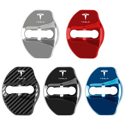 AAAIN1 4Pc Car Stainless Steel Door Lock Protective Covers Door Lock Buckles for Model Y Model 3 2017-2023 / MODEL3 Highland 2024