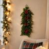Indoor Seasonal Wall Decoration for Christmas Display with Artificial Plant Red Fruit Detail and Hanging Loop Placement Use