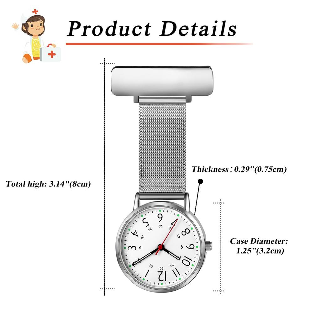 Nurse Watch Upside Down Waterproof Analog Safety Nurse Watch Pin Type Pocket Watch Pocket Watch Quartz Nurse Watch Nurse Goods Perfect Gift for Nurses