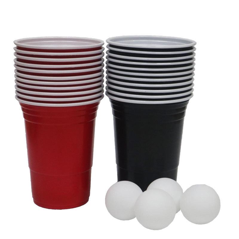 450ml Rotes Einweg-Plastik-Partybecher-Set - Bierpong Rote Becher