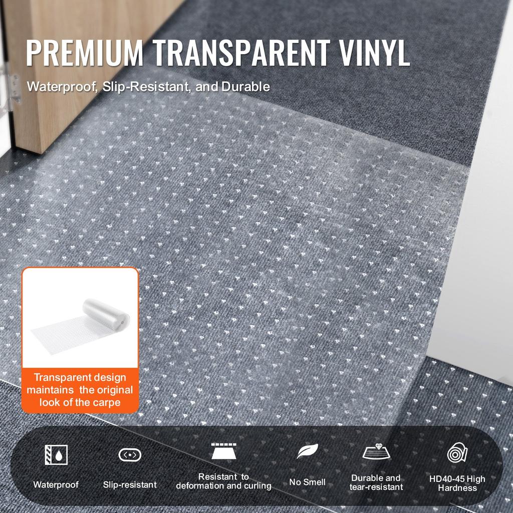 VEVOR Carpet Protector for Pets, 24" X 25' PVC Scratch-Proof Cat Carpet Protector for Doorway, Anti-Slip Cat Scratch Protector Mat