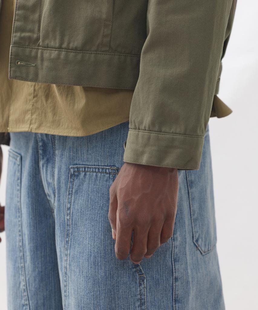 Eastserviceshop Welt Pocket Washed Cotton Trucker Jacket - Olive Khaki