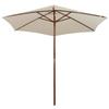 vidaXL Sonnenschirm 270×270 cm Holzstange Cremeweiß