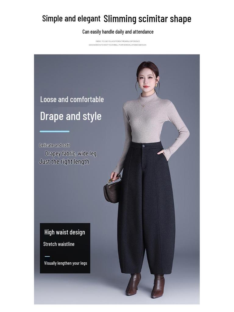 Winter Casual Warm Slimming Pumpkin Harem Pants – Korean Style Wide Leg