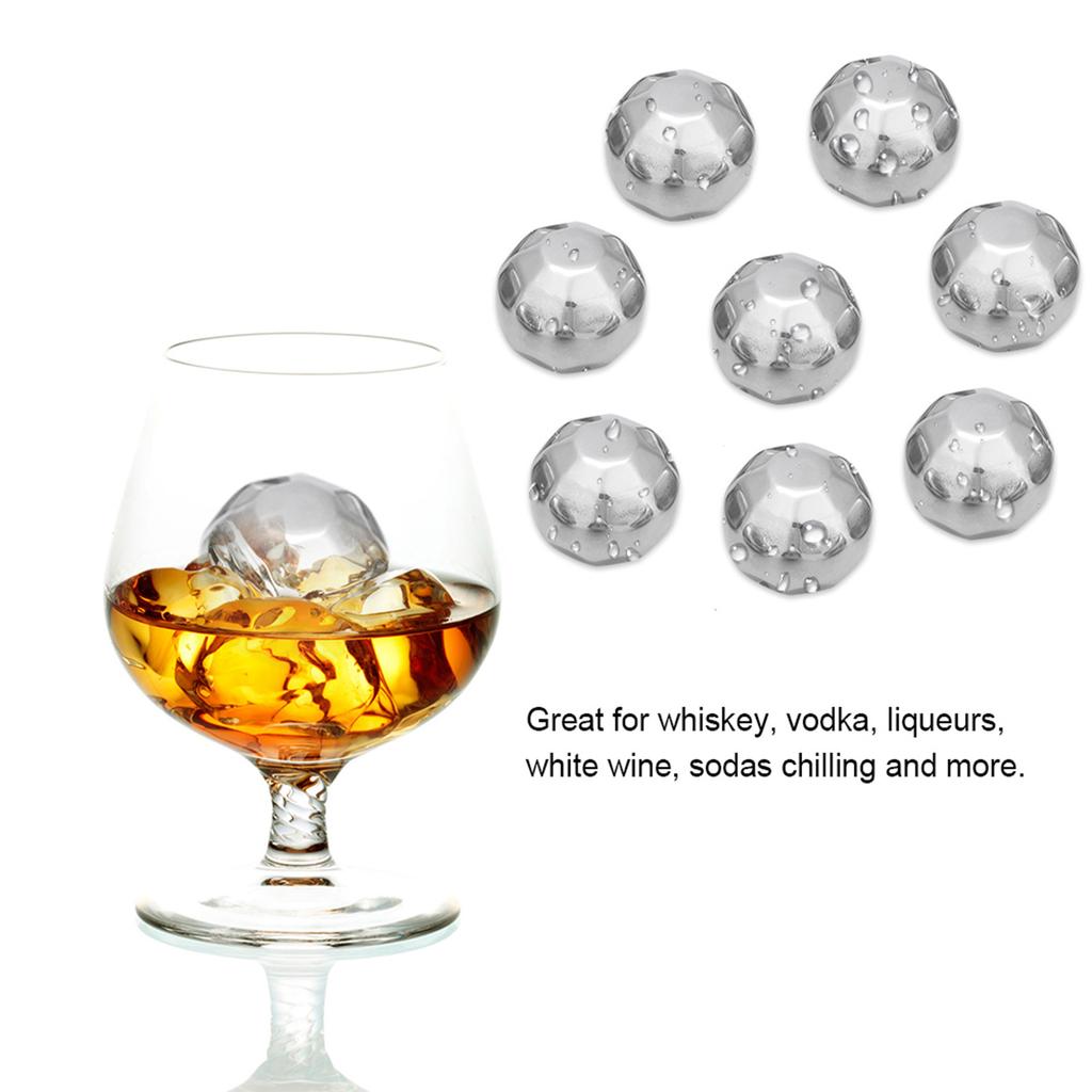 Stainless Steel Ice Spheres Chills Wine Whiskey Drink Chiller Stones Rocks with Tong