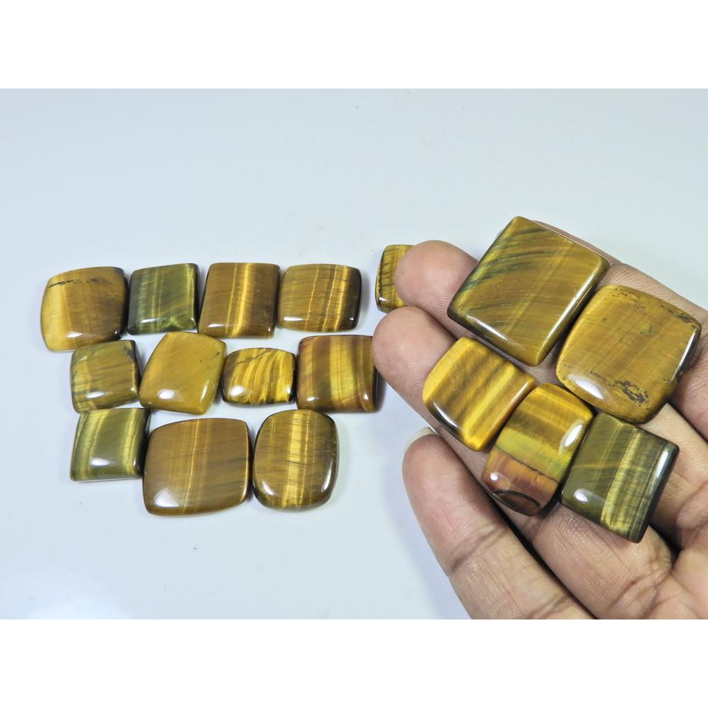 332 Karat Natürlicher Tigerauge Achteck Cabochon Lose Edelsteine 17 Stück Los 16-28 MM C-716