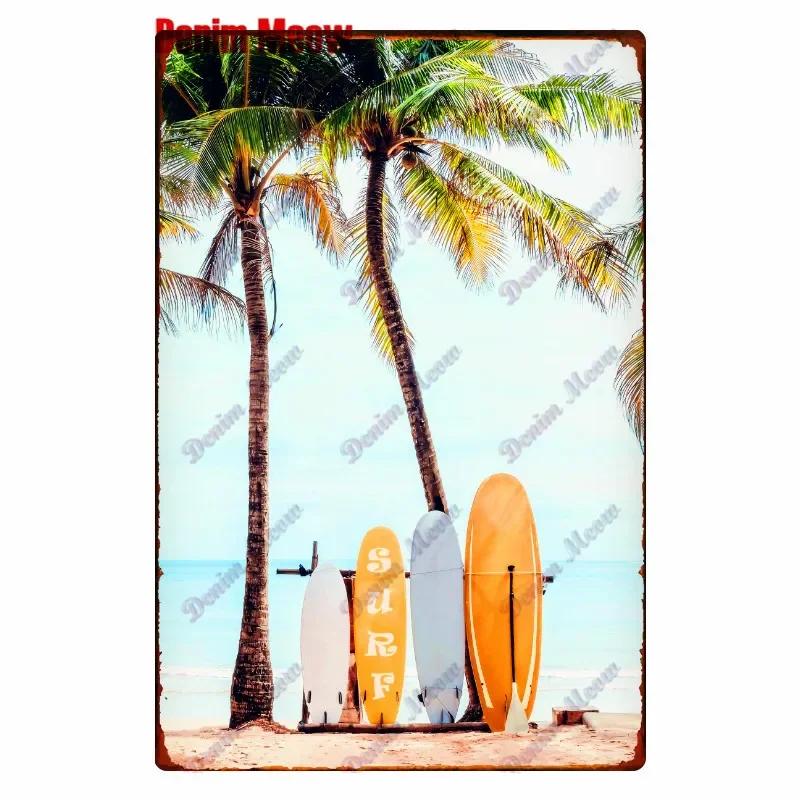 Beach Metal Tin Sign, Vintage Summer Beach Plates, Relax Wall Sign, Pool Tiki Bar Pub Seaside Ocean, Happy Place, Decor WY161