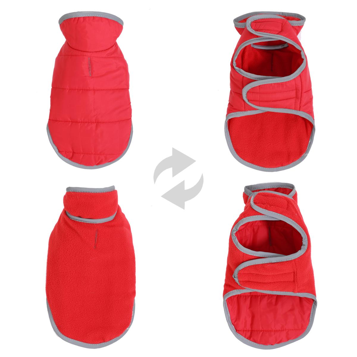 

Reflective Pet Jacket With Leash Hole Reversible Waterproof Dog Outfits For Small Medium Dogs Cat Warm Chihuahua Vest For Winter XS красный