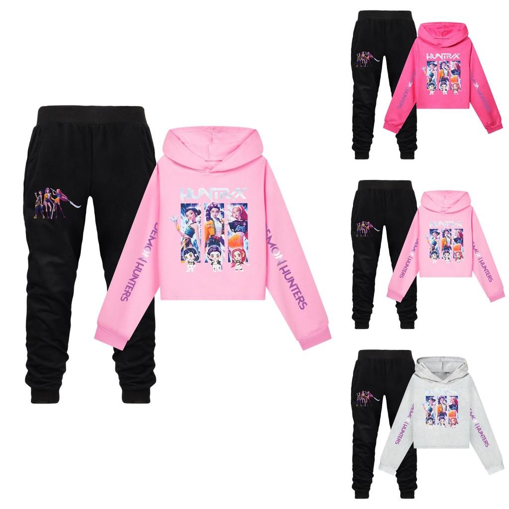 Kpop Demon Hunters Girls Cotton Casual Set With Long Sleeve Hoodie And Pants For Ages 110-170cm