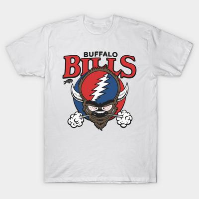Men Black Print T-shirt Buffalo Bills Grateful Style – Vintage Rock Football Fan No-Cut Transfer Paper Print Cotton Tshirt