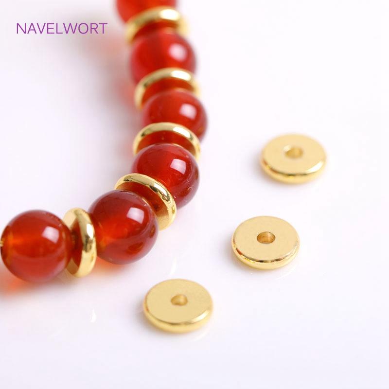 Trendy Round Spacer Beads For Jewelry Making Supplies,Brass Flat Loose Beads DIY Bracelet Necklace Making Accessories Wholesale