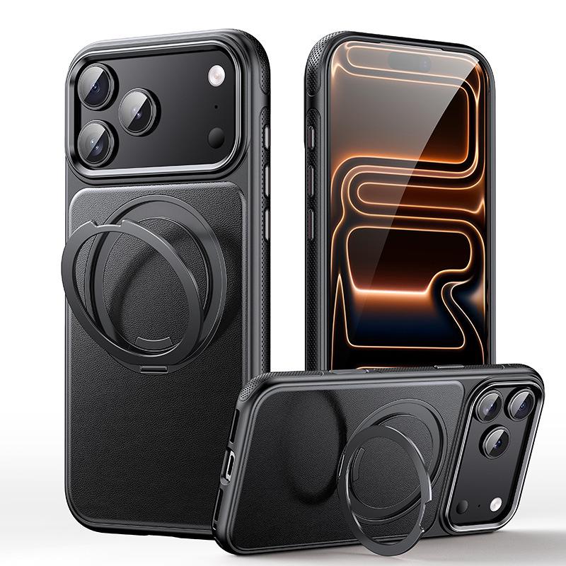 iPhone 17 Pro Max Leather Case with 360° Magnetic Bracket & Apple 16 Protection iPhone 16 Pro