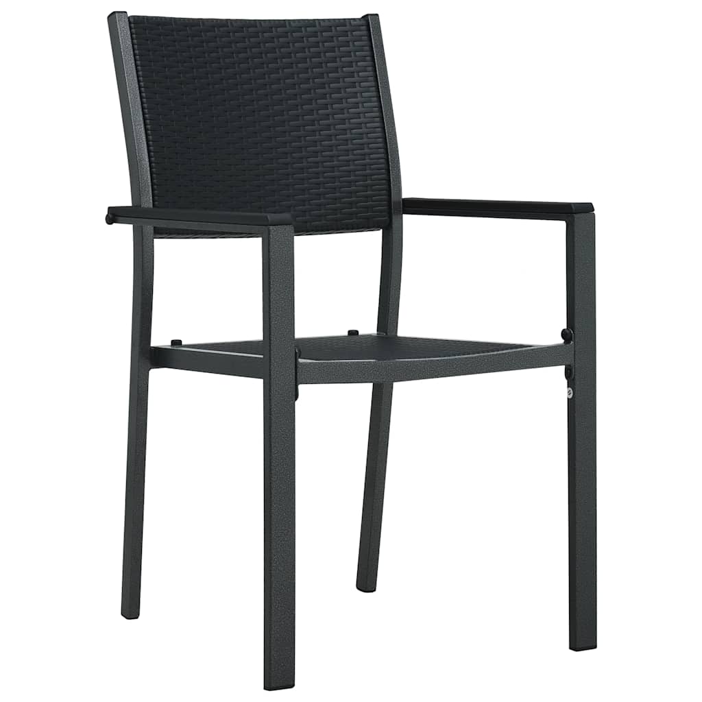 Garden Chairs 2 pcs Black Plastic with Wicker Look
