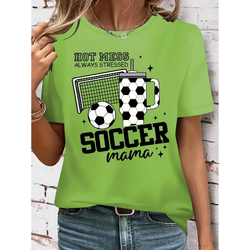 Graphic Print T-shirt, Short Sleeve Crew Neck Casual Top for Summer & Spring, Women's Clothing