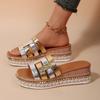 Fashion 2025 Summer Open Toe Women's Slippers Fashion Outdoor Casual New Plus Size Concise Color Matching Best Seller Wedge Slippers