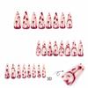 24pcs Manicure Long Almond False Nails Ballerina Red Flame Press on Nails Halloween Bones Stiletto Fake Nials Women