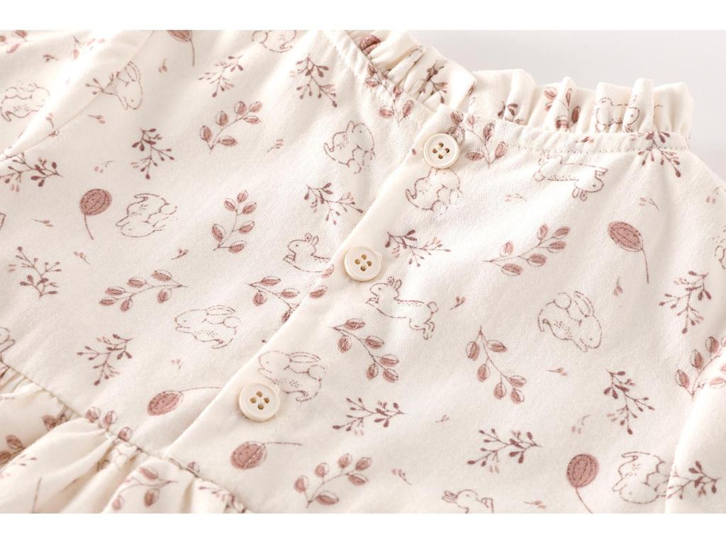 2025 Autumn Girls' Floral Cartoon Cake Dress - Korean Style Children's Outfit