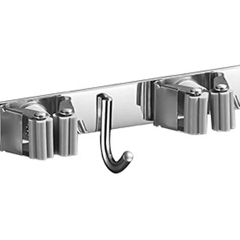 Stainless Steel Wall Mounted Mop Rack Non Perforated Mop Rack Bathroom Floor Mop Storage Rack Organizer Wall Mounted Organizer