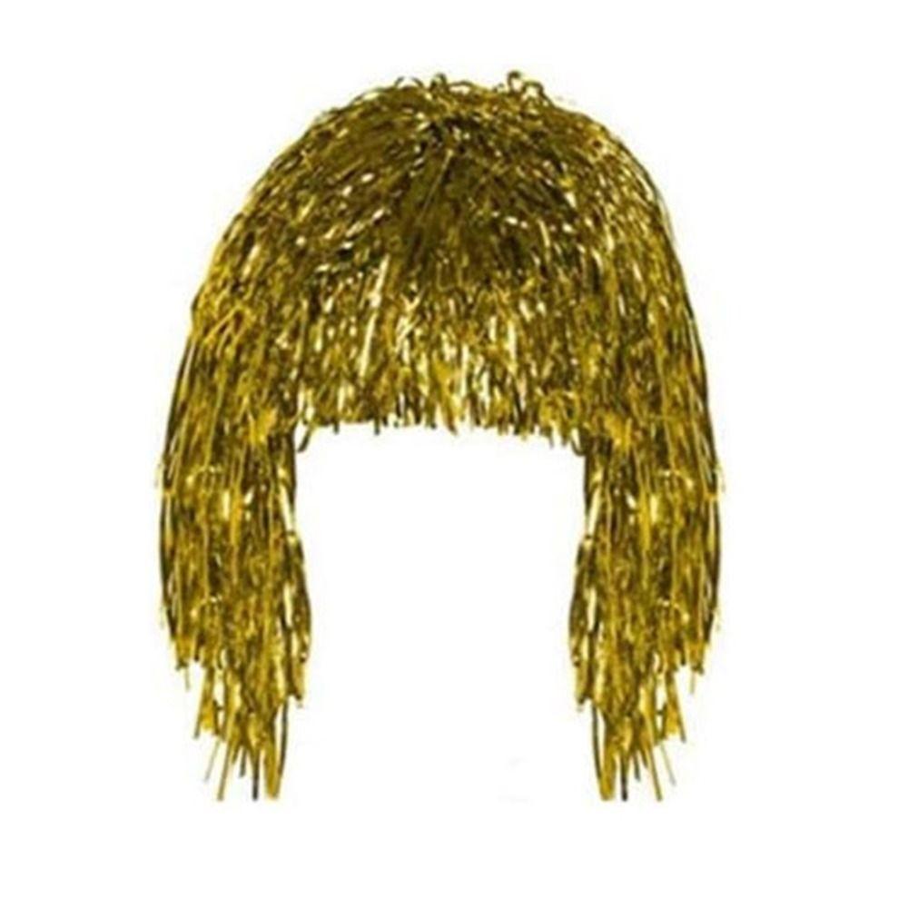 New Metal Party Wigs Hair Shiny Costume Aluminum Foil Cosplay Dance Hairpiece Plastic Decor Wigs Hair