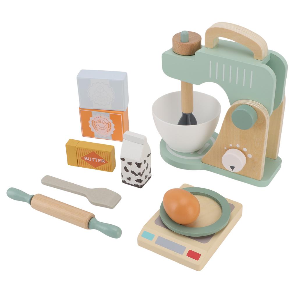 Holzmixer Spielset Backmixer Spielzeug Spielküchenzubehör für Kleinkinder Rollenspiel