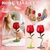 Rose Shaped Glasses,Elegant Decorative Rose Glass& Cocktails,with Rose Branch Handle,for Wedding,Anniversary