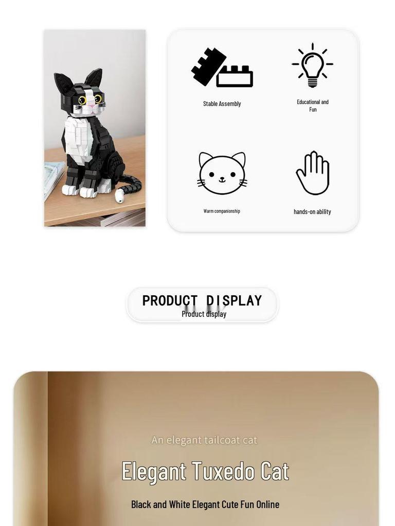 Zhegao Tuxedo Cat Mini Building Blocks - Educational Toy for Kids