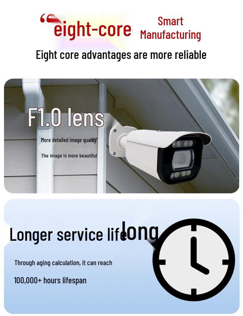 Outdoor 8MP Color Night Vision Surveillance Camera with Alarm and POE Bullet Design
