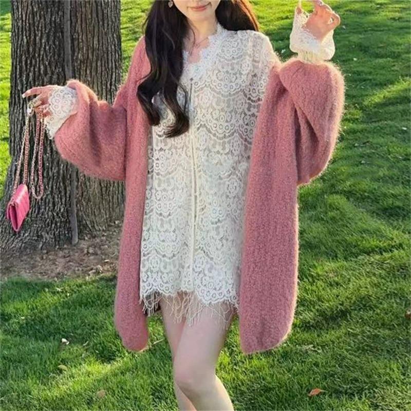 Autumn and Winter New Temperament Gentle Wind Sweater Jacket Women's Loose Meat Cover Soft Waxy Versatile Knitted Cardigan Top