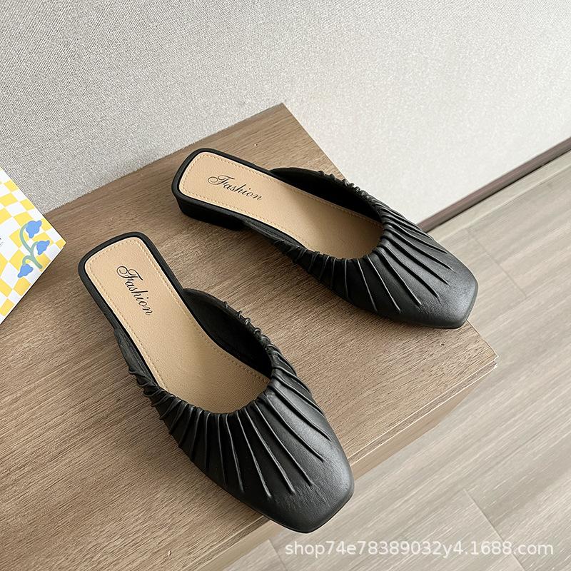 Baotou half slippers female Kuaishou summer lazy one pedal flat-bottomed non-slip female slippers