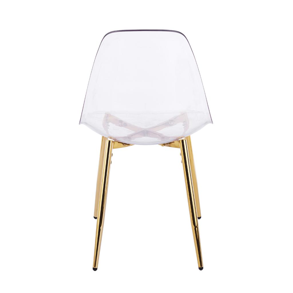 Clear Acrylic PET Spoon Chairs (Glam Gold Legs) - 4-Piece Set Modern Chic Dining Seats